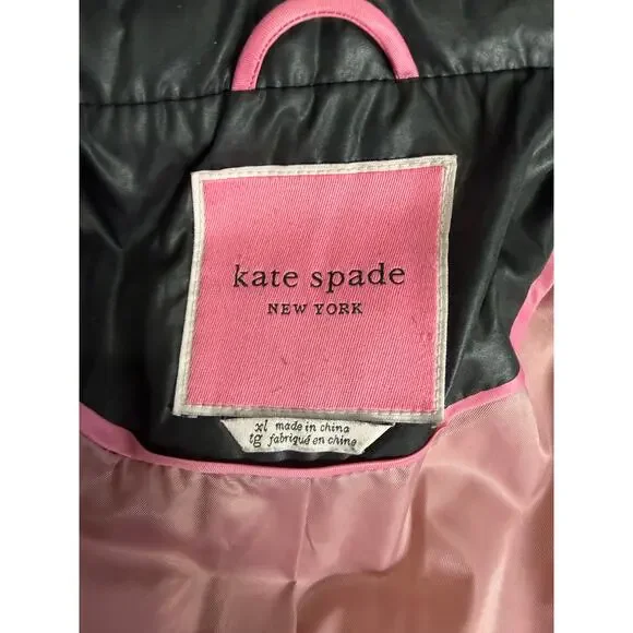 KATE SPADE COAT XL BLACK QUILTED HOODED PUFFER ANORAK JACKET ZIPPER MINIMALIST - Picture 5 of 11